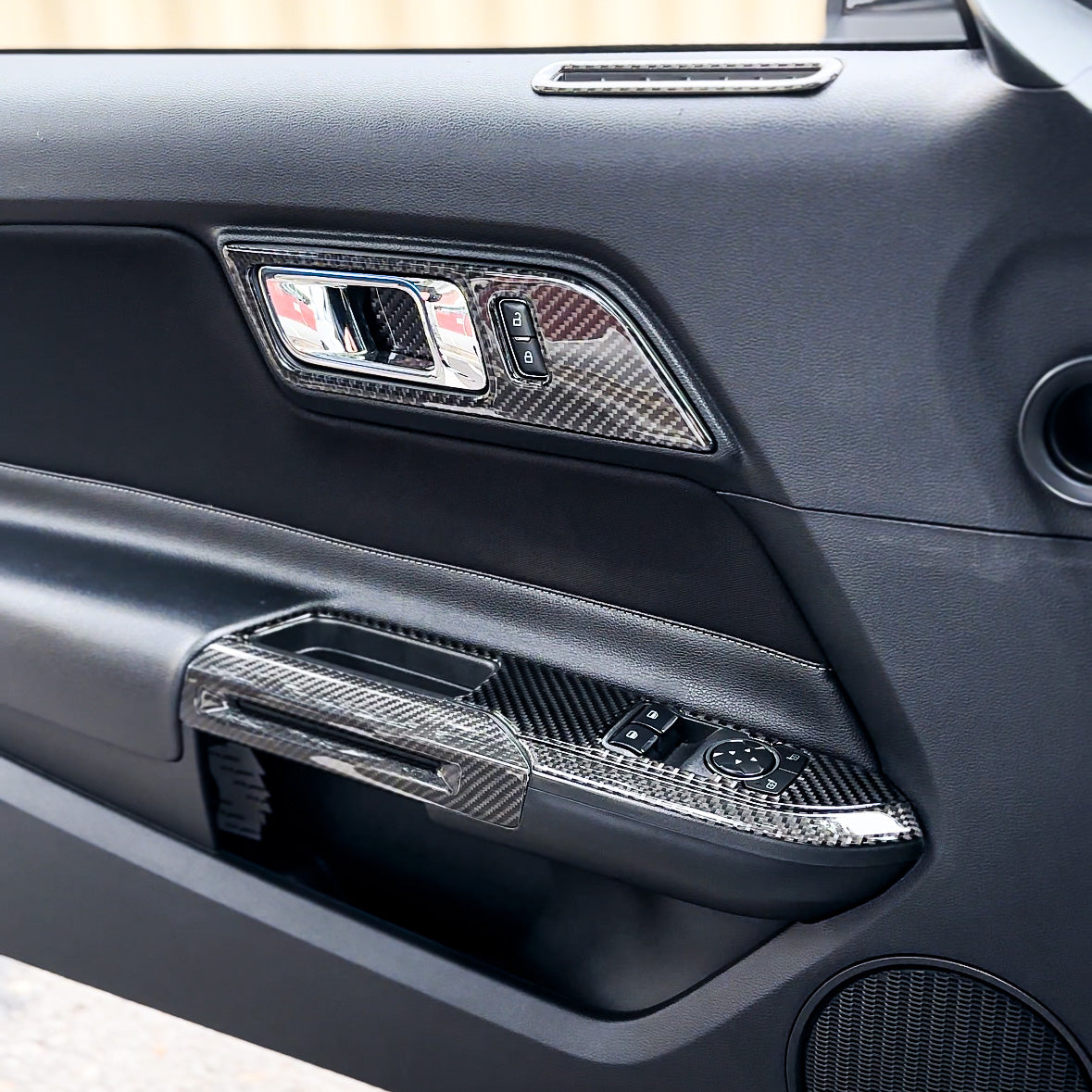 2015-2023 Mustang Carbon Fiber Interior Door Handle Covers Premium